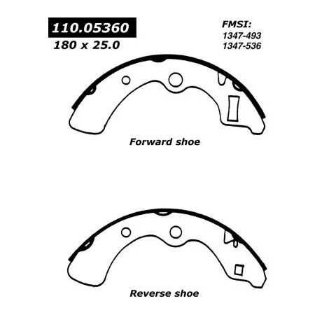Centric Premium Brake Shoes, Parts 111.05360 111.0536